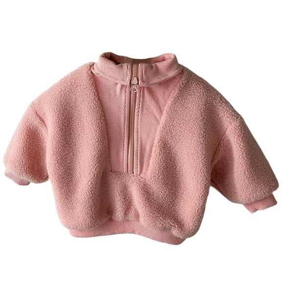 Toddler Kids Fleece Sweatshirt Boys Girls Fuzzy Patchwork Pullover Quarter-Zip Loose Fitting Sweatshirt Tops Cropped Hoodies Girl 9-12M
