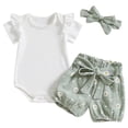 thumbnail image 1 of Toddler Kids Girl Clothes Floral Letter Graphic Top + Shorts 2PC Girls Summer Short Set Girls Summer Set 0-24 Months,0-3 Months, 1 of 7