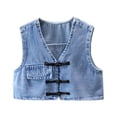 thumbnail image 1 of Girls Jean Jacket Sleeveless Denim Vest Toddler Kids Girl Fashion Solid Color Cute Classical Sleeveless Denim Jacket Jeans Coat, 1 of 7