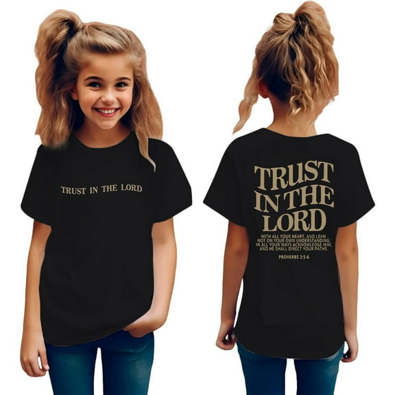 Toddler Kids Girl's Graphic Letter Print Tee Shirt Round Neck Short Sleeve T Shirts Summer Cute Trendy Tops Girls Full Sleeves Tops 5t Little Girl Lace Top Lime Top Toddler Girl 12-24 Months Black