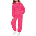 thumbnail image 1 of Toddler Kids Girls 2 Piece Outfits SetsFleece Tracksuit Winter Warm Pullover Hoodie With Pants Casual Outfit Cute Printed Jogger Two Piece Set Fall Tracksuit 12-13 Years, 1 of 4