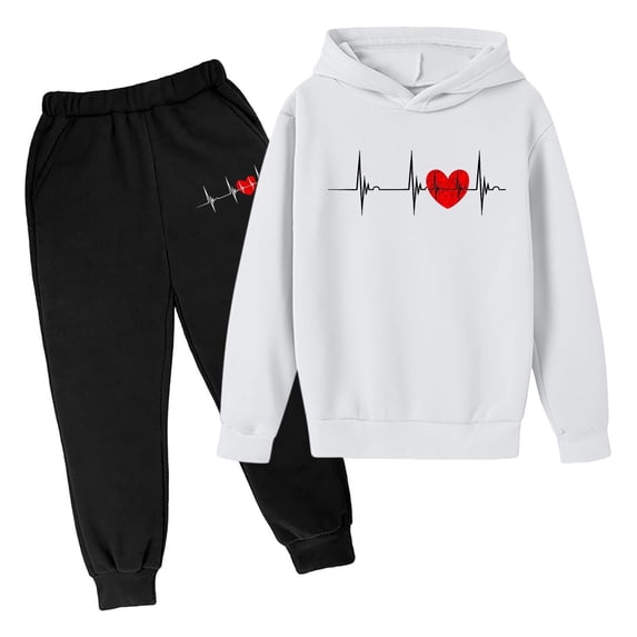Toddler Kids Girls 2 Piece Outfits SetsSweatshirt Boys Hooded Tracksuit Unisex Two Piece Fall Winter Hoodie Sweatshirt+Sweatpants Set Casual Clothes Set 18-24 Months