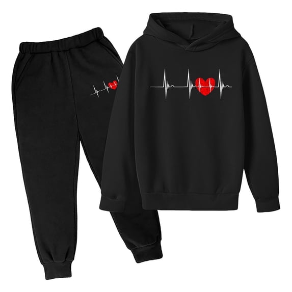 Toddler Kids Girls 2 Piece Outfits SetsSweatshirt Boys Hooded Tracksuit Unisex Two Piece Fall Winter Hoodie Sweatshirt+Sweatpants Set Casual Clothes Set 18-24 Months