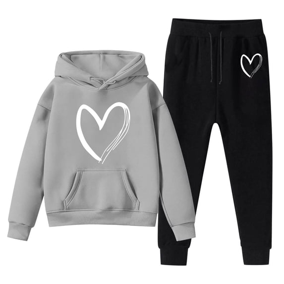 Toddler Kids Girls 2 Piece Outfits SetsSweatshirt Boys Hooded Tracksuit Unisex Two Piece Hoodie Sweatshirt Sweatpants Set Fashion Sweatshirts and Sweatpants 4-5 Years