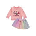 thumbnail image 1 of Toddler Kids Girls 2Pcs Thanksgiving Outfits 18 24 Motnhs 2T 3T 4t 5T 6T Long Sleeve Turkey Embroidery Sweatshirt + Tulle Skirt Set Baby Clothes, 1 of 9