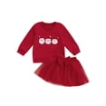 thumbnail image 1 of Toddler Kids Girls 2Pcs Thanksgiving Outfits 18 24 Motnhs 2T 3T 4t 5T 6T Long Sleeve Turkey Embroidery Sweatshirt + Tulle Skirt Set Baby Clothes, 1 of 9