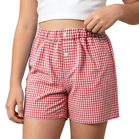 Toddler Kids Girls Bike Shorts Loose Fit Plaid Shorts Elastic Waist Wide Leg Shorts Summer Casual Shorts with Pockets 5-14 Years