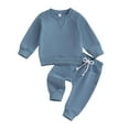 thumbnail image 1 of Toddler Kids Girls Boys Autumn Pants Clothes Sets 0 6M 12M 18M 24M 2T 3T Solid Color Long Sleeve Pullover, 1 of 9