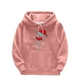 thumbnail image 1 of Toddler Kids Girls Boys Christmas Red Glass Prints Drawstring Pullover Hooded Comfortable Tops Loose Long Sleeve Blouse With Pocket Sweatshirt for 8-10 Years, 1 of 3