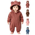 thumbnail image 1 of Toddler Kids Girls Boys Cute Hooded Jumpsuit, 100%Cotton,Kids Zipper Hooded Jumpsuit Rompers,Winter Fall Warm Coat Outfits, 1 of 6