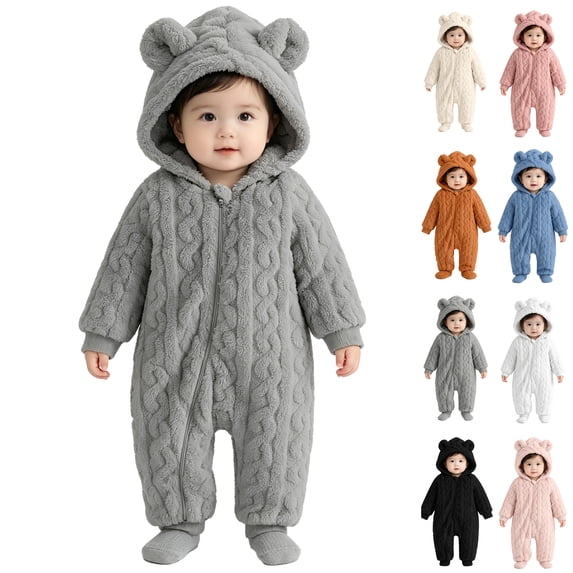Toddler Kids Girls Boys Cute Hooded Jumpsuit,Kids Zipper Hooded Jumpsuit Rompers,Winter Warm Coat Outfits