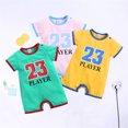 thumbnail image 1 of Toddler Kids Girls Boys Letter Rompers Short Sleeve Baby Basketball Themed Sports Clothes Football Shirts Jumpsuit Cute Outfits 0-3 Months, 1 of 3