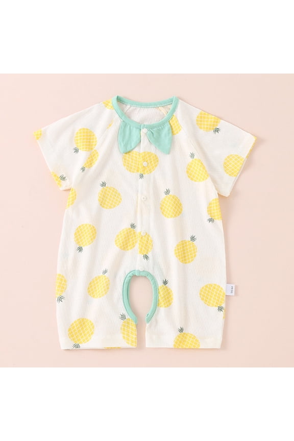 Toddler Kids Girls Boys Pineapple Rompers Short Sleeve Print Fruit Clothes Romper Pineapple Baby Romper Jumpsuit Cute Outfits 12-18 Months