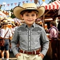 thumbnail image 1 of Toddler Kids Girls Boys Shirt Tops Long Sleeve Fashion Chest Print Casual Collar Shirt Casual Loose Tops 6-7 Years, 1 of 4