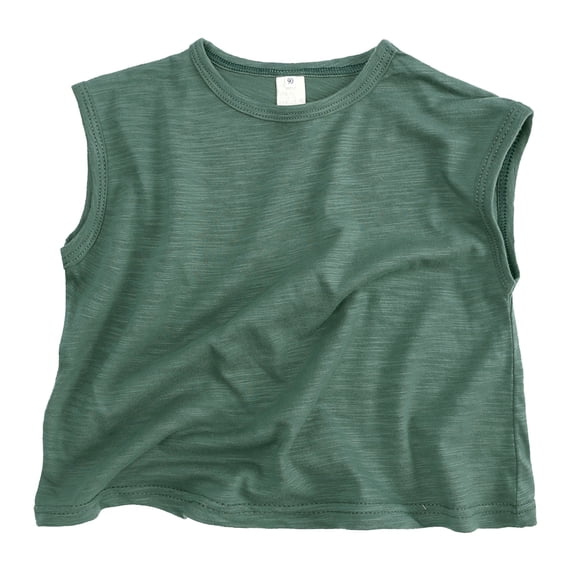 Toddler Kids Girls Boys Short Classic Loose Soft Sleeveless Solid T Shirt Tee Tops Clothes Size 2-3T