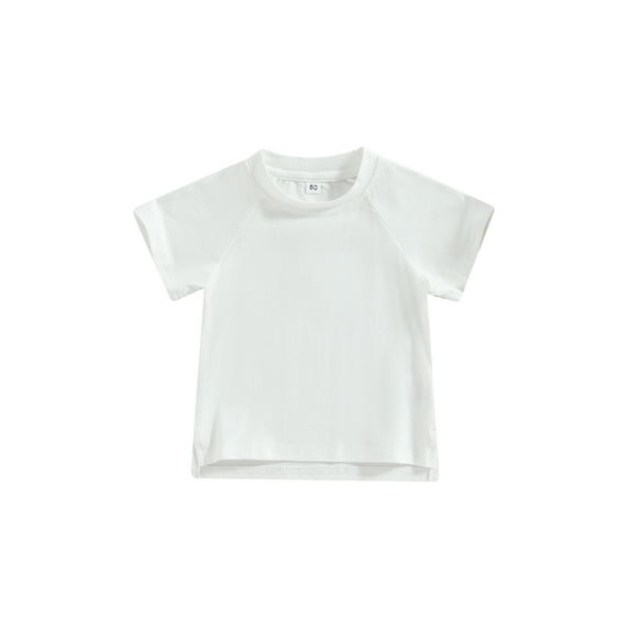 Toddler Kids Girls Boys Summer Casual Tops 6 12 18 24 Months 2T 3T 4T Solid Color Short Sleeve O Neck Loose T-shirt