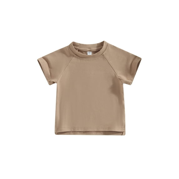 Toddler Kids Girls Boys Summer Casual Tops 6 12 18 24 Months 2T 3T 4T Solid Color Short Sleeve O Neck Loose T-shirt
