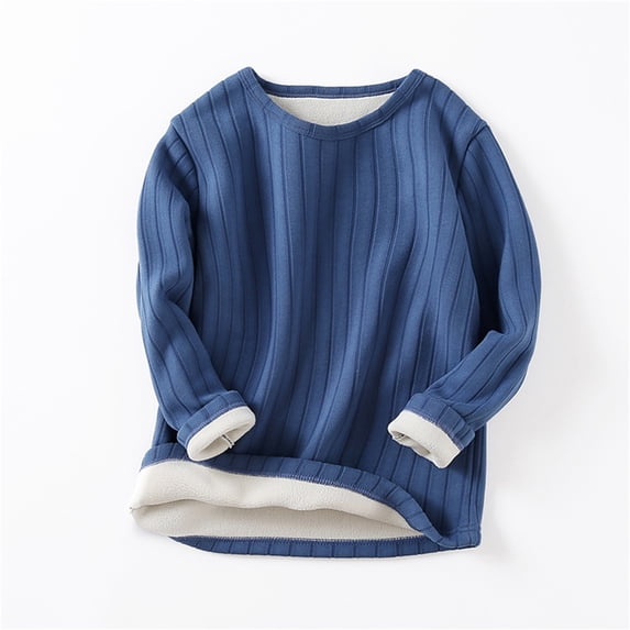 Toddler Kids Girls Boys T Shirts Long Sleeve Striped Ribbed Solid Spring Winter Warm Thick Tops Clothes Tshirt Tops 4-5 Years