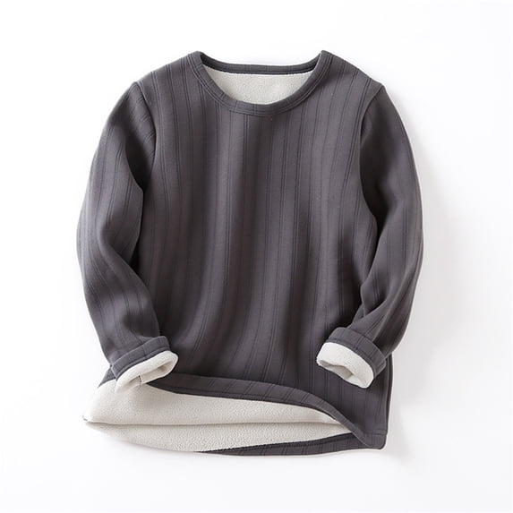 Toddler Kids Girls Boys T Shirts Long Sleeve Striped Ribbed Solid Spring Winter Warm Thick Tops Clothes Tshirt Tops 4-5 Years