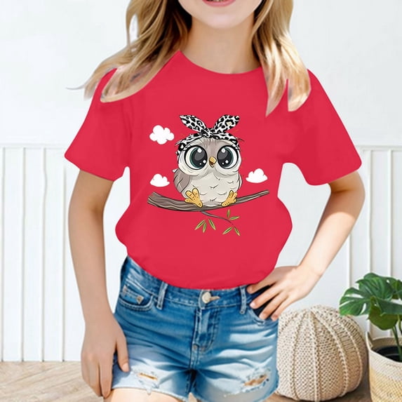 Toddler Kids Girls Boys T Shirts Short Sleeve Cute Printed Crewneck Tee Summer Casual Loose Fashion Shirts Tops Casual Blouse 6-8 Years