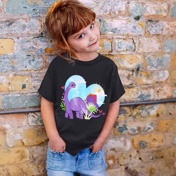Toddler Kids Girls Boys T Shirts Short Sleeve Fashion Casual Print Crewneck Loose Shirts Top Casual Loose Tops 2-3 Years