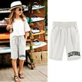 thumbnail image 1 of Toddler Kids Girls Casual Bermuda Shorts Drawstring Elastic Waistband Beach Shorts 3-13 Years, 1 of 3
