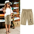 thumbnail image 1 of Toddler Kids Girls Casual Bermuda Shorts Drawstring Elastic Waistband Beach Shorts 3-13 Years, 1 of 4