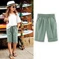 thumbnail image 1 of Toddler Kids Girls Casual Bermuda Shorts Drawstring Elastic Waistband Beach Shorts 3-13 Years, 1 of 4