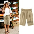 thumbnail image 1 of Toddler Kids Girls Casual Bermuda Shorts Drawstring Elastic Waistband Beach Shorts 3-13 Years, 1 of 3
