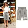 thumbnail image 1 of Toddler Kids Girls Casual Bermuda Shorts Drawstring Elastic Waistband Beach Shorts 3-13 Years, 1 of 4