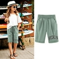 thumbnail image 1 of Toddler Kids Girls Casual Bermuda Shorts Drawstring Elastic Waistband Beach Shorts 3-13 Years, 1 of 4
