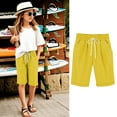 thumbnail image 1 of Toddler Kids Girls Casual Bermuda Shorts Drawstring Elastic Waistband Beach Shorts 5-13 Years, 1 of 4