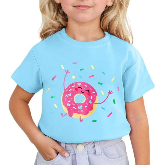 Toddler Kids Girls Casual Loose Short Sleeve Easter Graphic Printed Shirt Soft and Breathable Oversized Pullover Tops(Cute, Sky Blue, 5-6 Years)