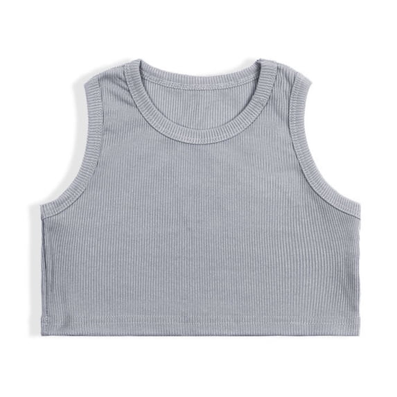 Toddler Kids Girls Dance Tank Top Racerback Crop Sleeveless Sports Activewear for Ballet Gymnastics Performance Practice Tee Size 5-6 Years