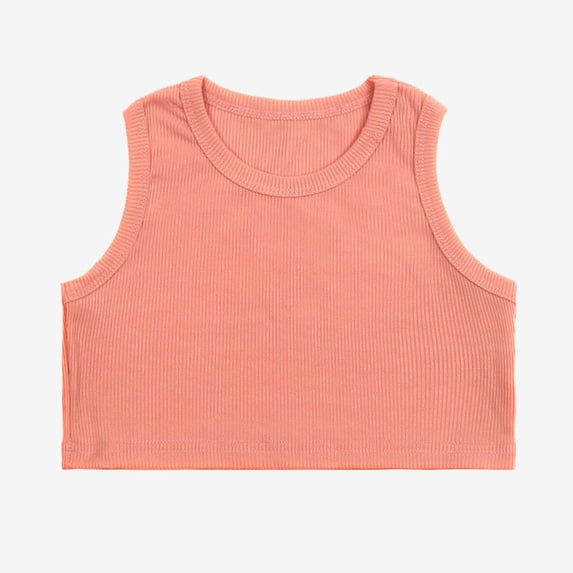 Toddler Kids Girls Dance Tank Top Racerback Crop Sleeveless Sports Activewear for Ballet Gymnastics Performance Practice Tee Size 6-7 Years