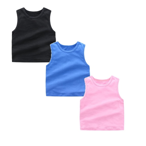 Toddler Kids Girls Dance Tank Top Racerback Crop Tank Top Soild Sleeveless Sports Dance Top Ballet Gymnastics *3PCS