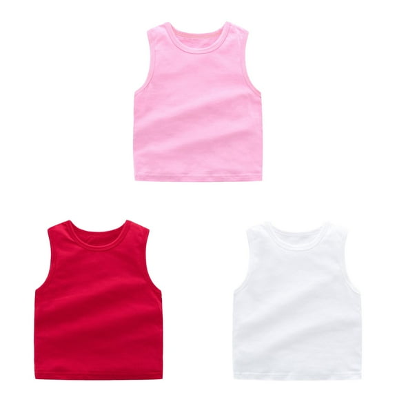 Toddler Kids Girls Dance Tank Top Racerback Crop Tank Top Soild Sleeveless Sports Dance Top Ballet Gymnastics *3PCS