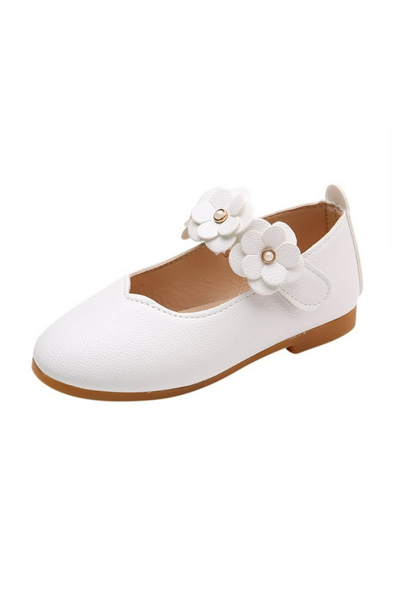 Toddler Kids Girls Dress Shoes Low Heels Mary Jane Shoes Fashion Flower Ballet Princess Flats Shoes Wedding Party