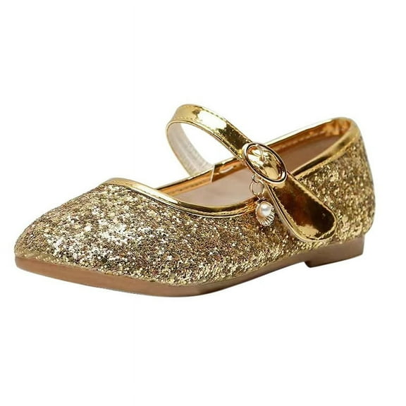 Toddler Kids Girls Dress Shoes Wedding Party Low Heel Princess Shoes Sparkle Glitter Flat Shoes