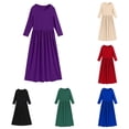 thumbnail image 1 of Toddler Kids Girls Dresses Solid Color Long Sleeve Crew Neck Stretchy A-Line Maxi Dress for Spring Autumn Vacation Casual Fall Dress, 1 of 5