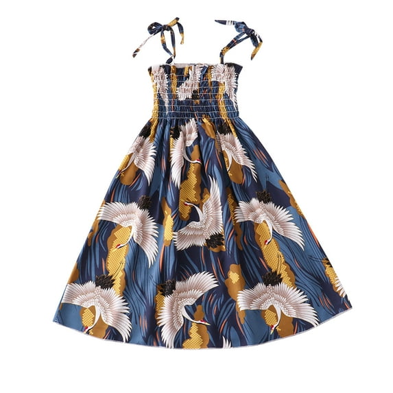 Toddler Kids Girls Floral Bohemian Flowers Sleeveless Beach Straps Dress Princess Clothes 2-3T