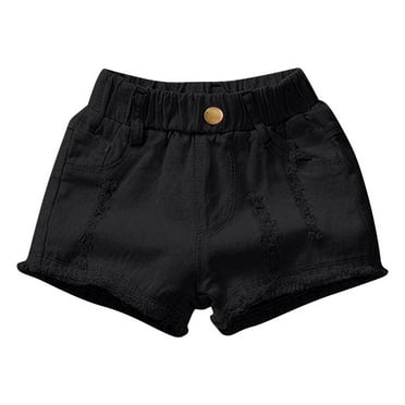 Toddler Kids Girls Jean Shorts Ripped Denim Shorts Summer Elastic Waist Button Casual Shorty Shorts 1-15 Years