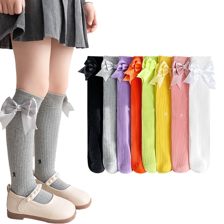 Chaussettes Hautes Genou Fillette Avec Noeud - Coton Blanc Enfant - 1 Paire Neuve Sans étiquette