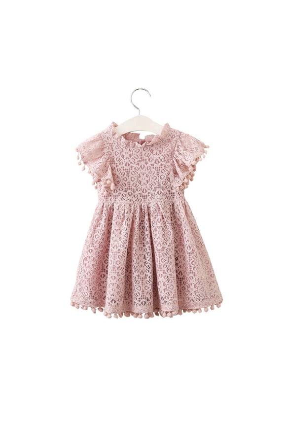 Toddler Kids Girls Lace Dresses Baby Girl Elegant Dress Flutter Sleeve Lace Dress Party Princess Dress
