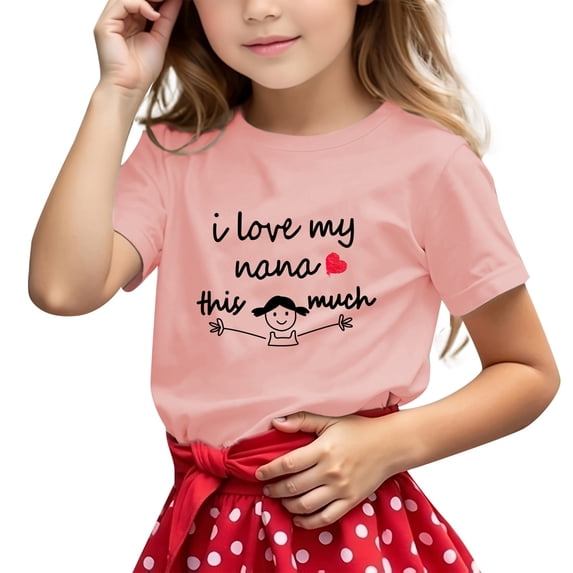 Toddler Kids Girls Letter Print Tees Graphic Short Sleeve T Shirt Cute Summer Tops Round Neck Comfortable T Shirt size 10-11T