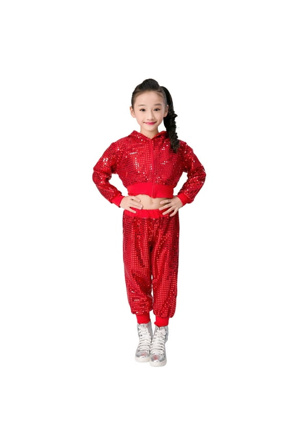 Toddler Kids Girls Outfit Sets Clothes Sequin Glitter Party Tops + Pants Outfits Tracksuits Sets For 4-5 Years