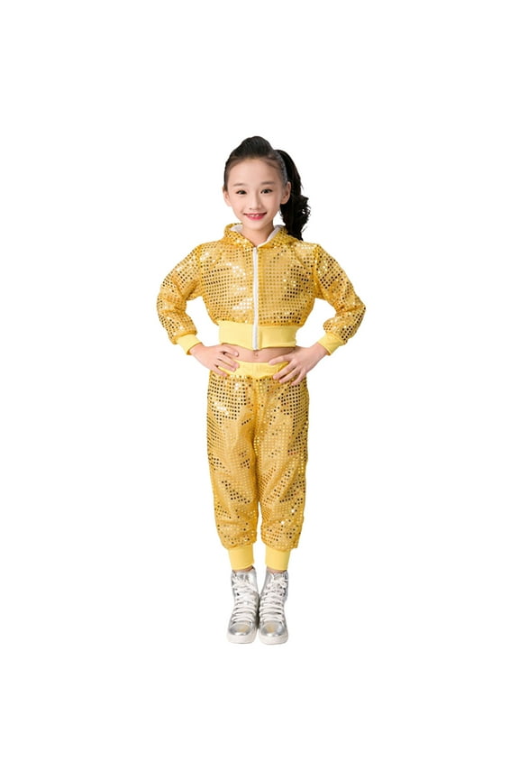 Toddler Kids Girls Outfit Sets Clothes Sequin Glitter Party Tops + Pants Outfits Tracksuits Sets For 6-7 Years