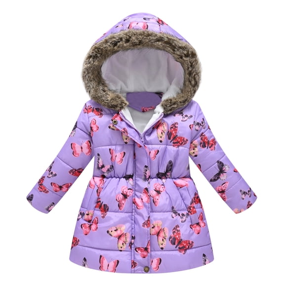 Toddler Kids Girls Puffer Jacket Thick Warm Hooded Windproof Coat Clothes Outerwear Winter Coats