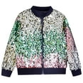 thumbnail image 1 of Toddler Kids Girls Sequin Jacket Long Sleeve Zip Up Sparkly Bomber Jacket Trendy Shiny Sparkle Birthday Christmas Clothes for 3-10 Years, 1 of 3