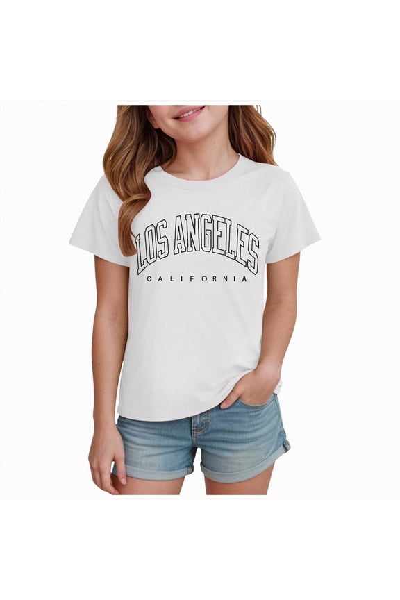 Toddler Kids Girls Short Sleeve Crew Neck T Shirts Summer 24 Months 2t 3t 4t 5t 6t 7t Basic Graphic Print Casual Trendy Tee Tops Gibobby,5-6 Years,White